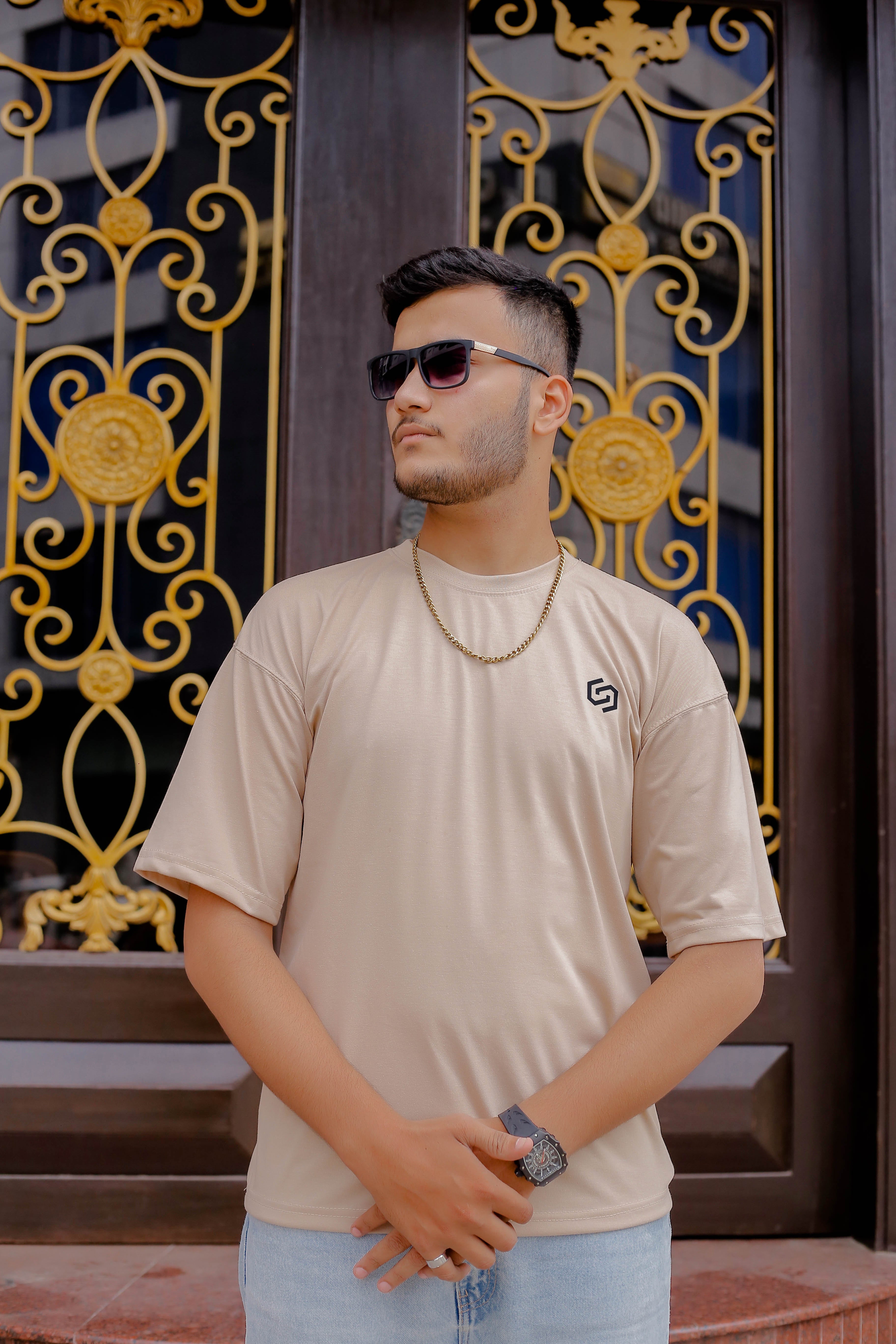 DROP SHOULDER PRINTED BEIGE STREETWEAR REDEFINED