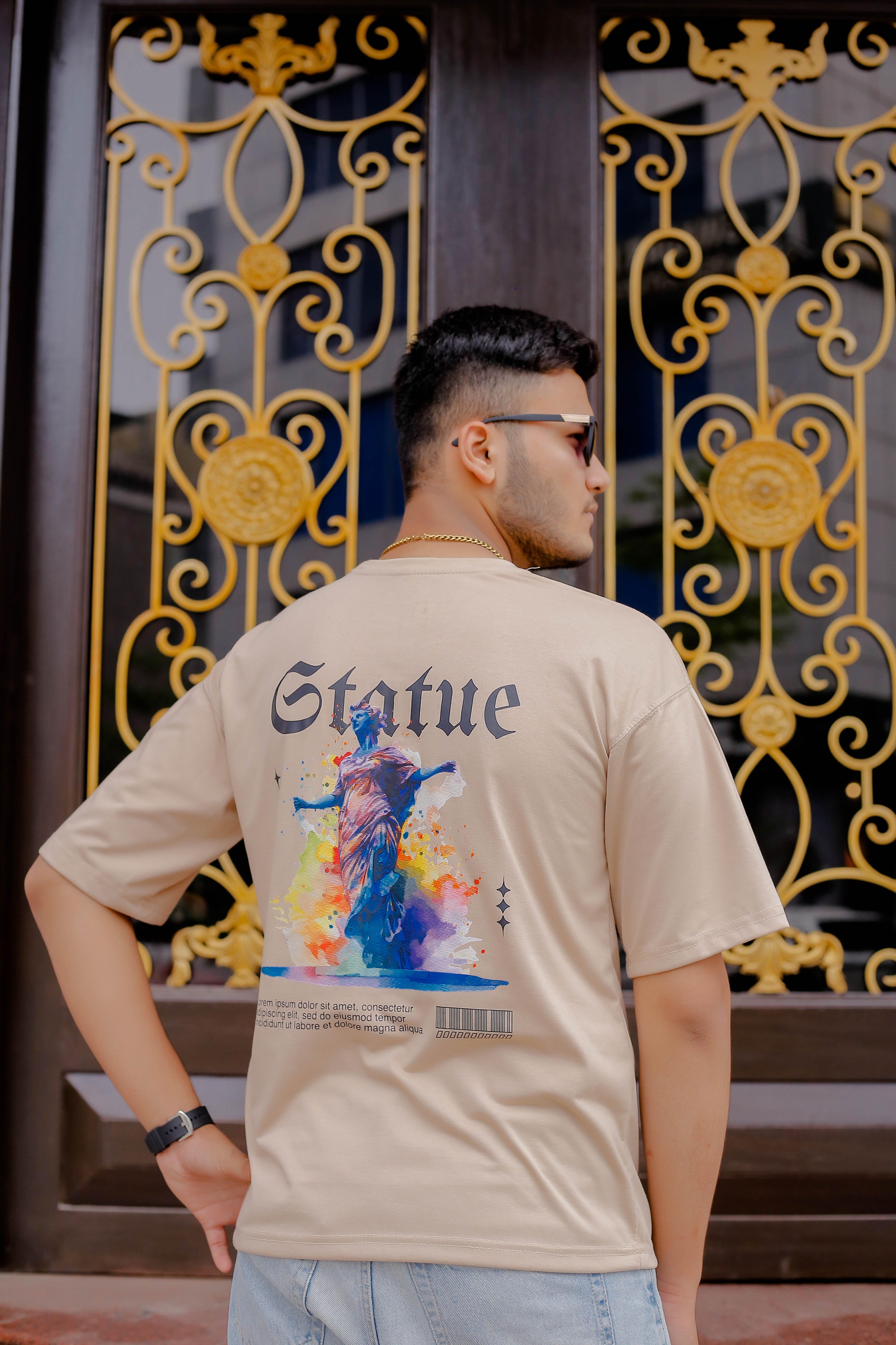 DROP SHOULDER PRINTED BEIGE STREETWEAR REDEFINED