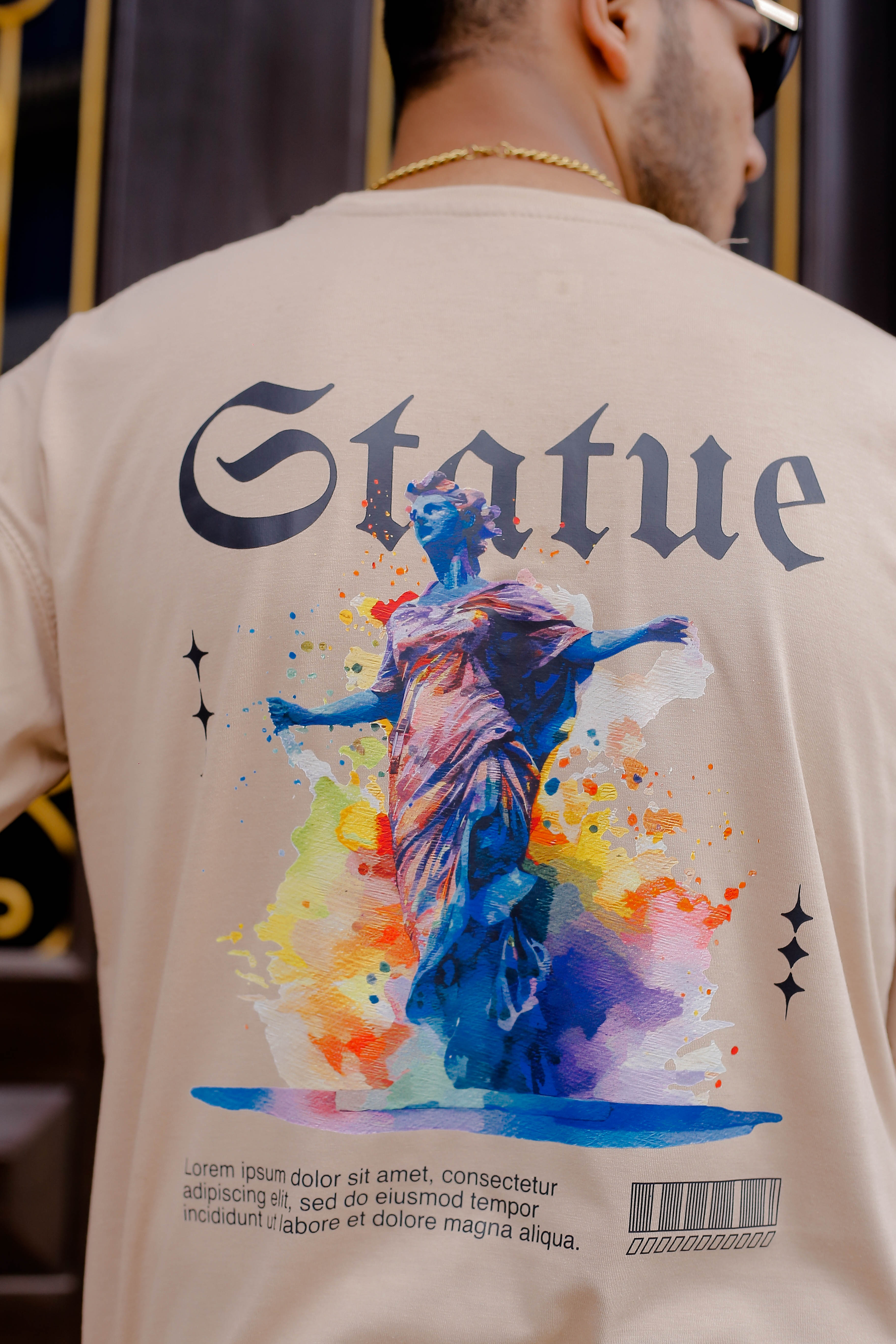 DROP SHOULDER PRINTED BEIGE STREETWEAR REDEFINED