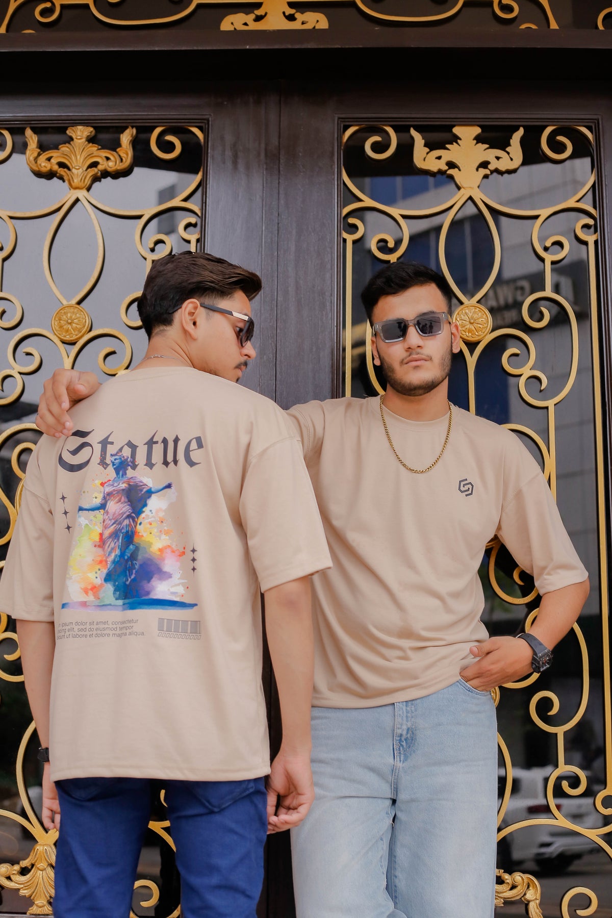 DROP SHOULDER PRINTED BEIGE STREETWEAR REDEFINED