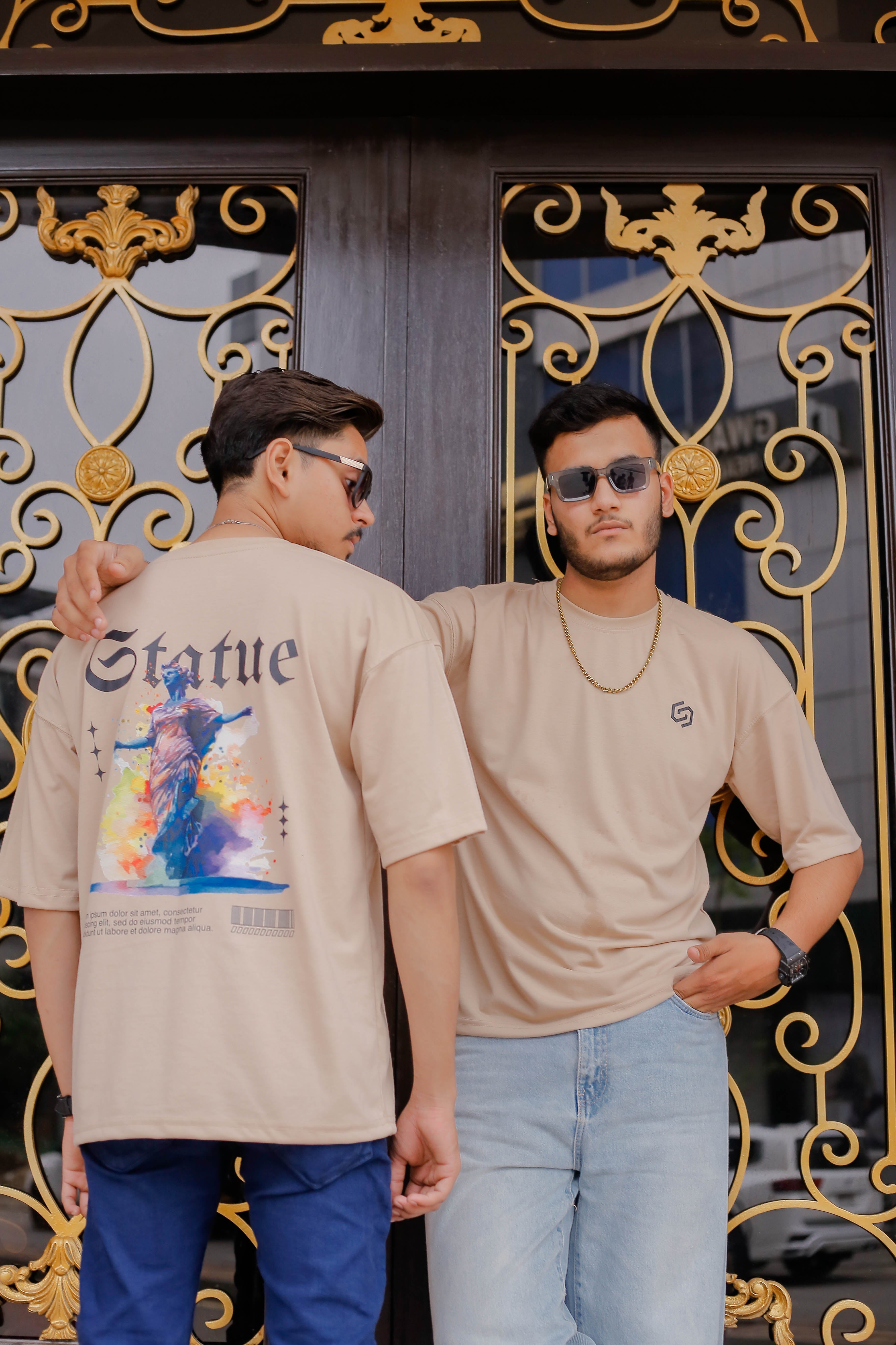 DROP SHOULDER PRINTED BEIGE STREETWEAR REDEFINED