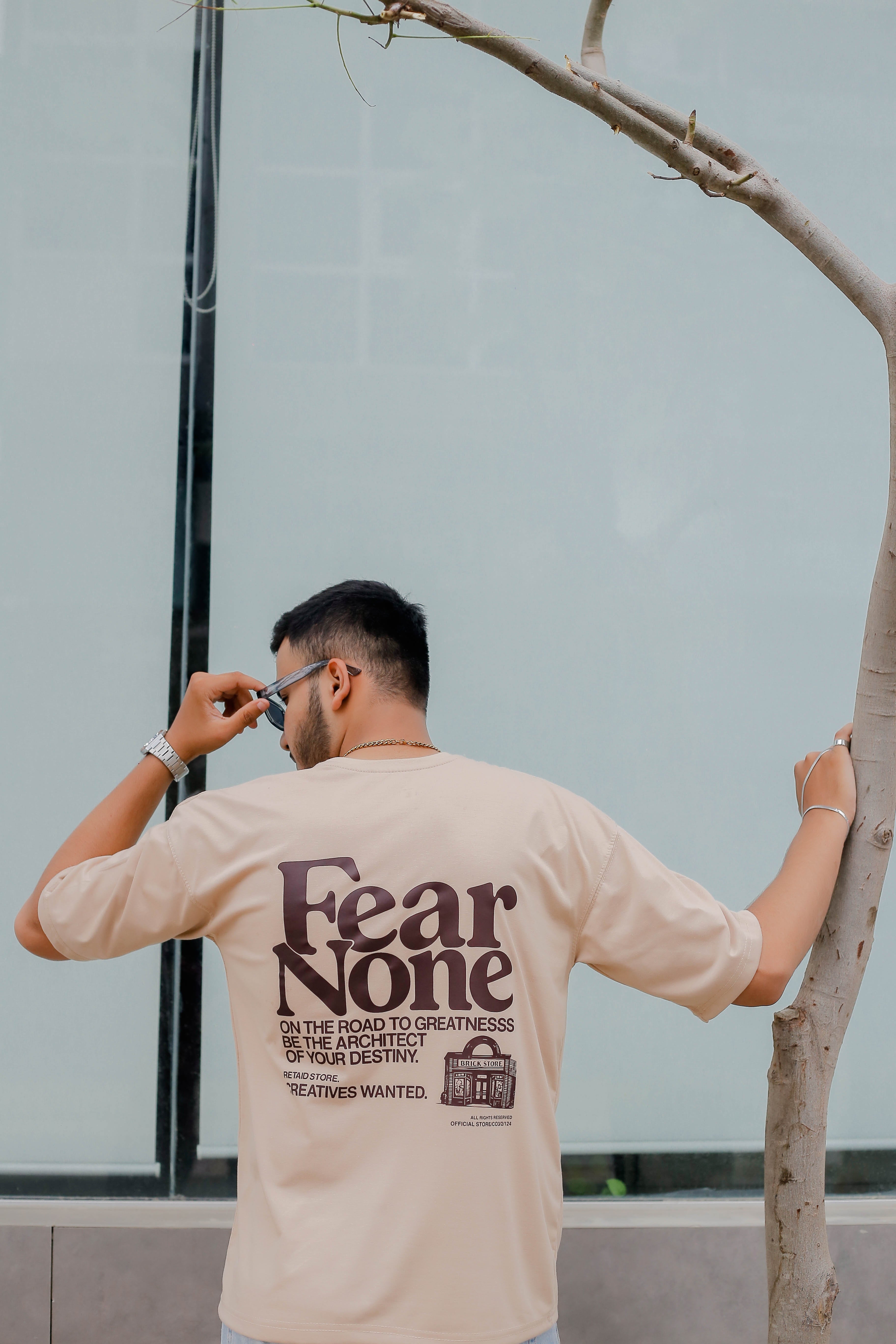 DROP SHOULDER PRINTED BEIGE STREETWEAR REDEFINED