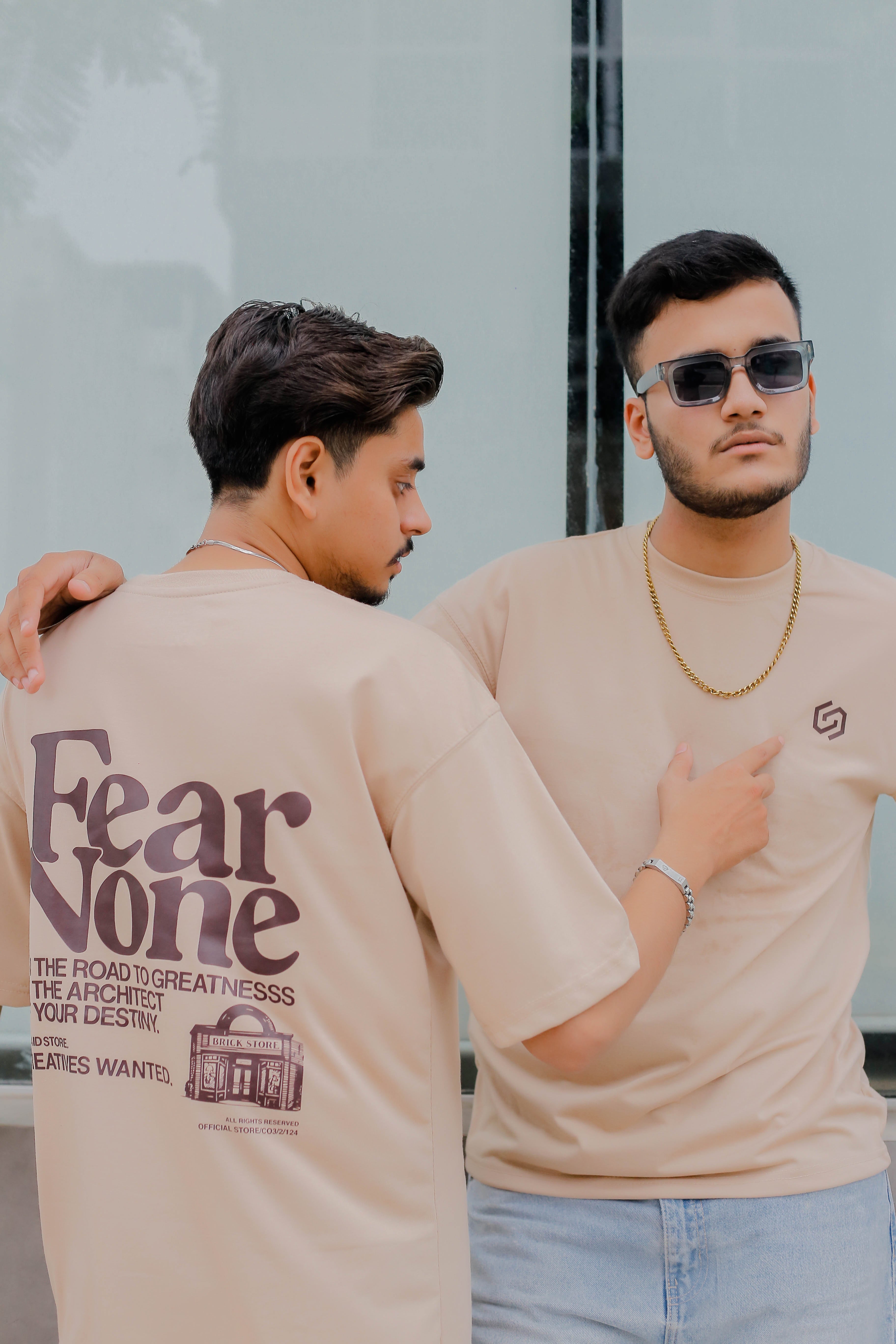 DROP SHOULDER PRINTED BEIGE STREETWEAR REDEFINED