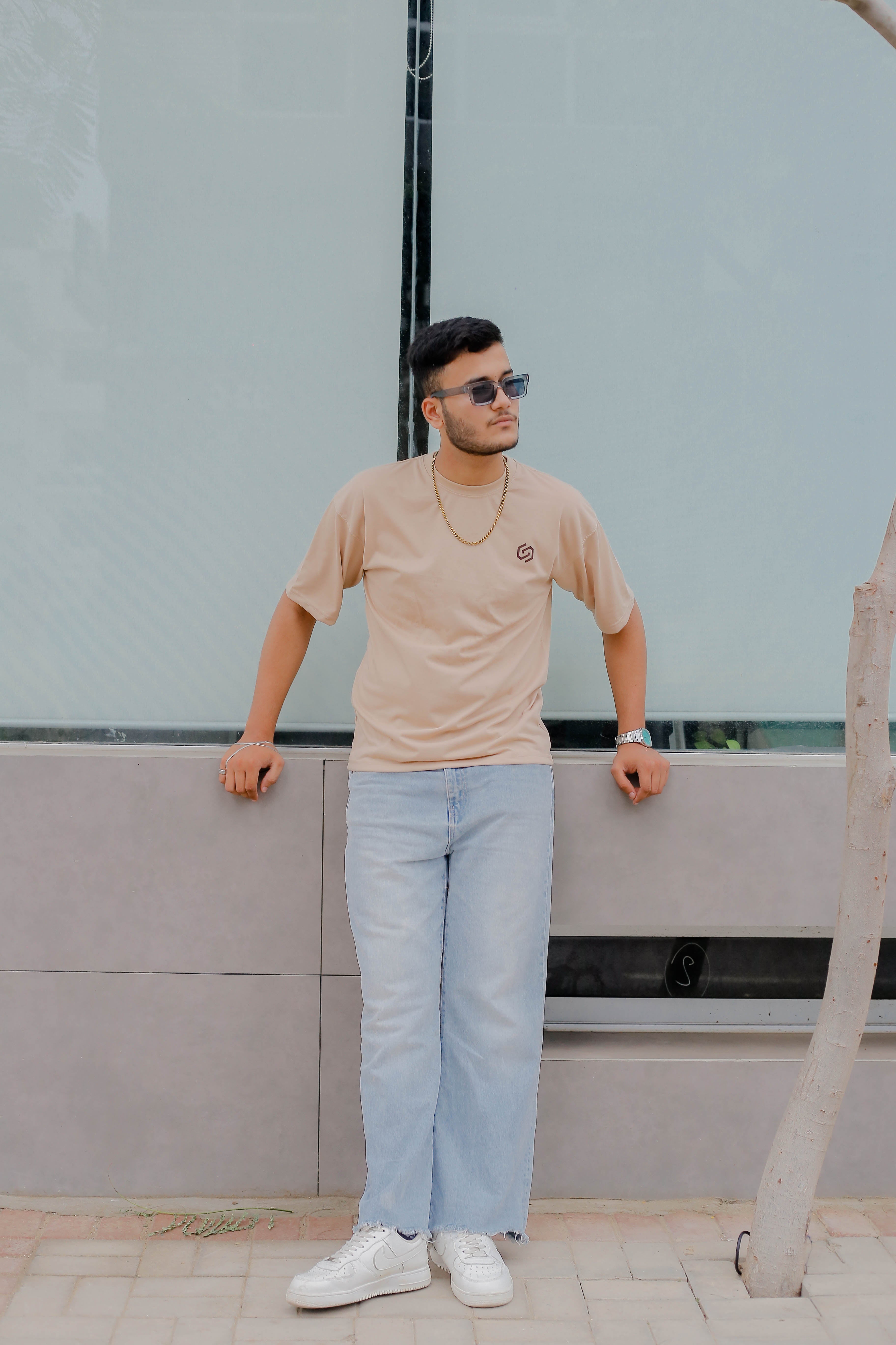 DROP SHOULDER PRINTED BEIGE STREETWEAR REDEFINED