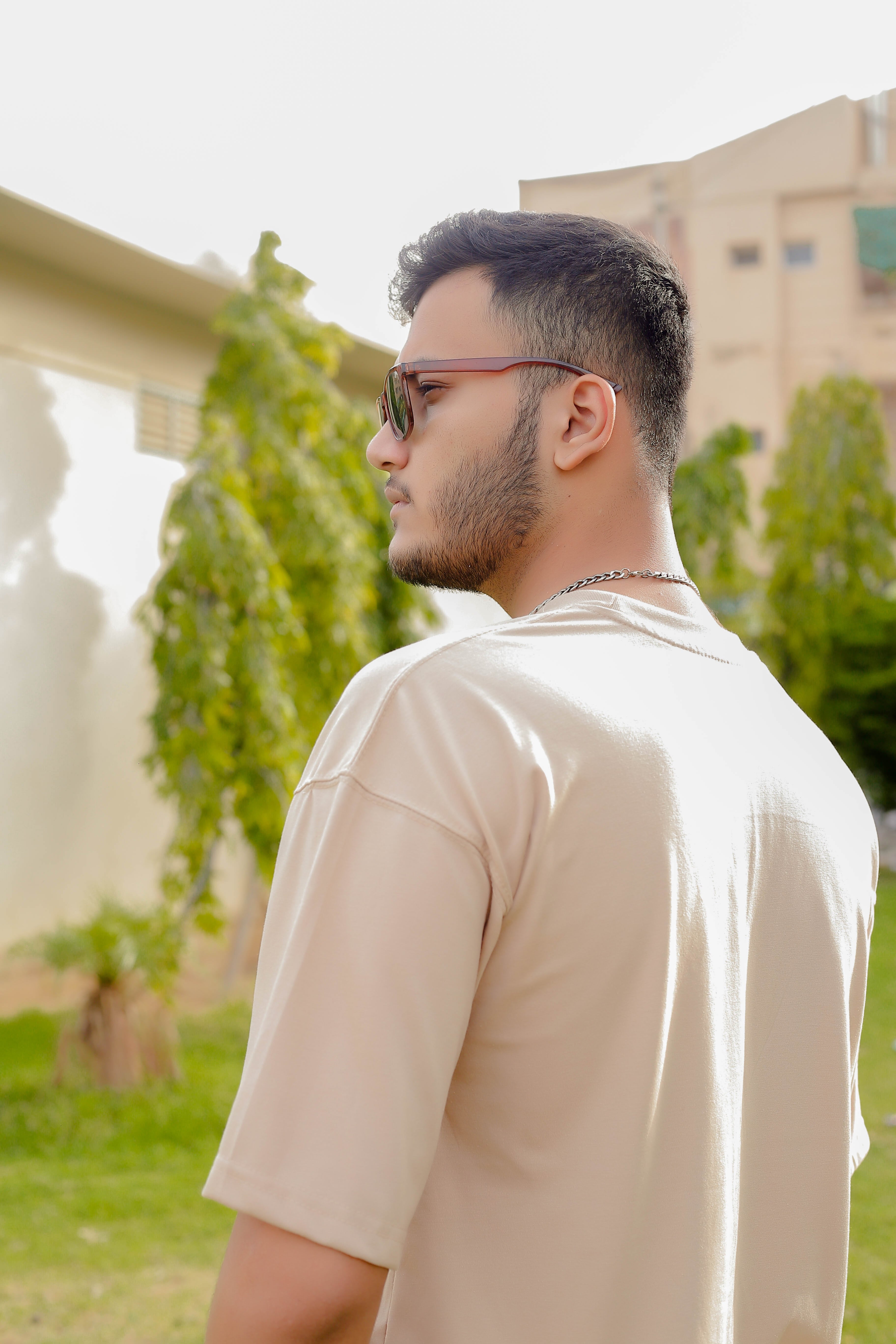 DROP SHOULDER PLAIN BEIGE STREETWEAR REDEFINED