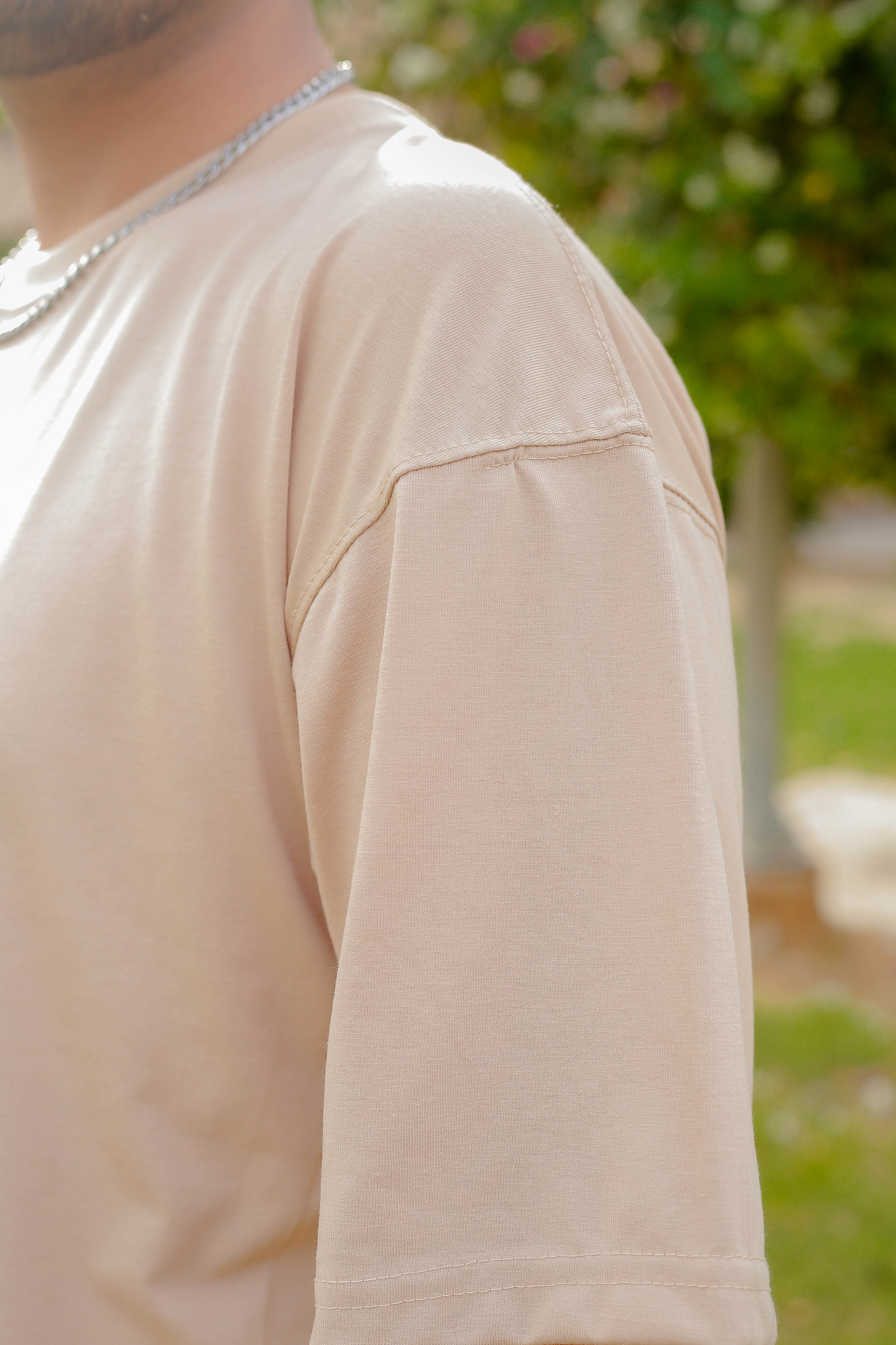 DROP SHOULDER PLAIN BEIGE STREETWEAR REDEFINED